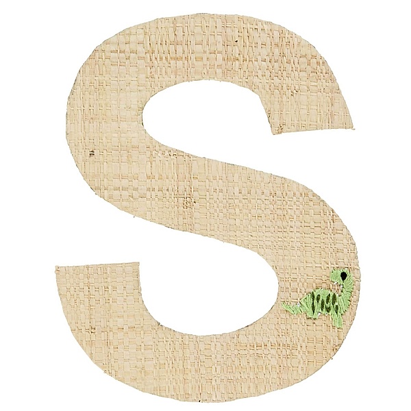 rice Buchstaben-Sticker S & DINOSAURIER in natur