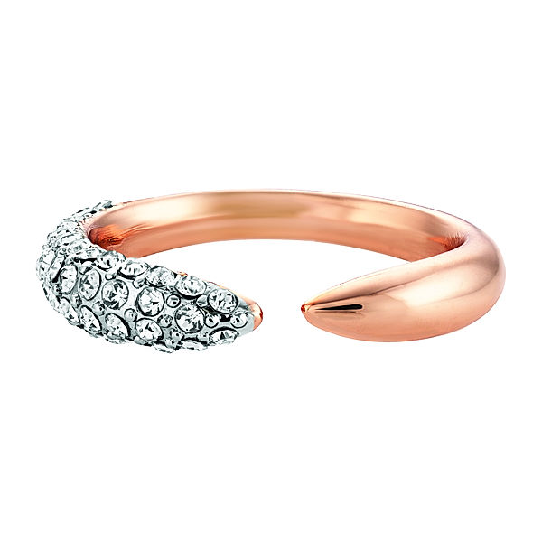 Buckley London Ring Messing rosévergoldet mit Kristallen Messing Kristall Glänzend (Größe: 016 (50,5))