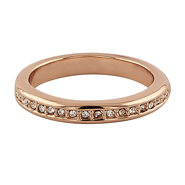 Buckley London Ring rosévergoldet mit Kristallen Messing Kristall weiß Glänzend (Größe: 058 (18,5))