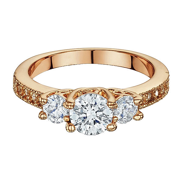 Buckley London Ring rosévergoldet mit Kristallen Messing Kristall weiß Glänzend (Größe: 052 (16,6))