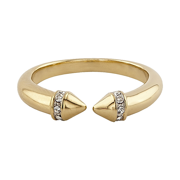 Buckley London Ring vergoldet mit Kristallen Messing Kristall weiß Glänzend (Größe: 055 (17,5))