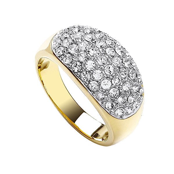 Buckley London Ring vergoldet und rhodiniert mit Kristallen Messing Kristall weiß Glänzend (Größe: 058 (18,5))