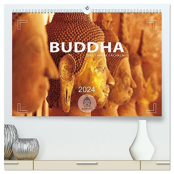 BUDDHA - Ein sanftes Lächeln (hochwertiger Premium Wandkalender 2024 DIN A2 quer), Kunstdruck in Hochglanz, Mario Weigt