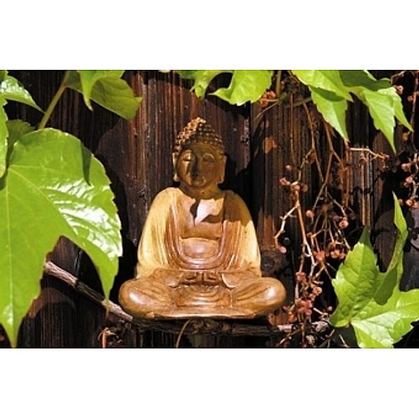 Buddha sitzend Holz 15 cm