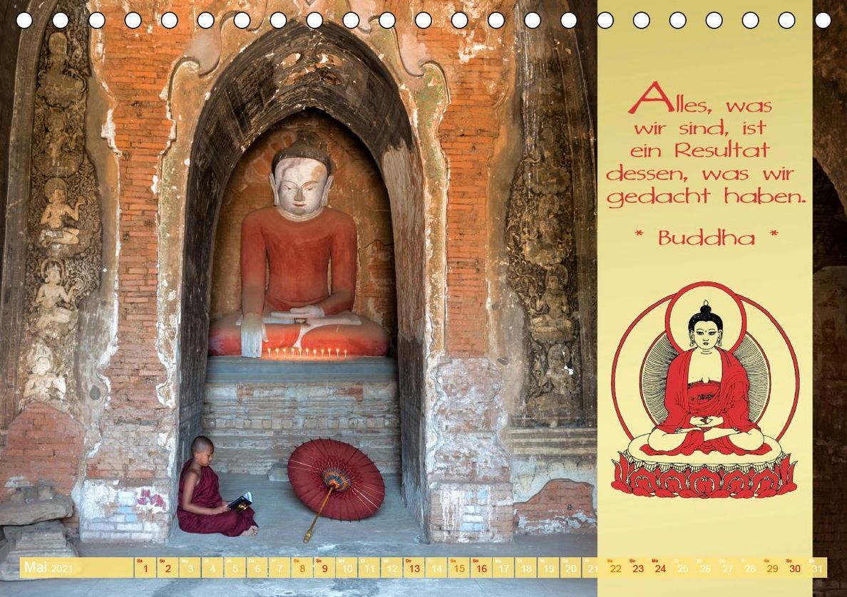 Buddhas Worte Der Rote Schirm Tischkalender 21 Din A5 Quer Kalender Bestellen