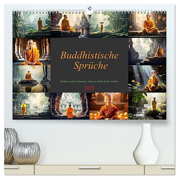 Buddhistische Sprüche (hochwertiger Premium Wandkalender 2025 DIN A2 quer), Kunstdruck in Hochglanz, Calvendo, Dirk Meutzner