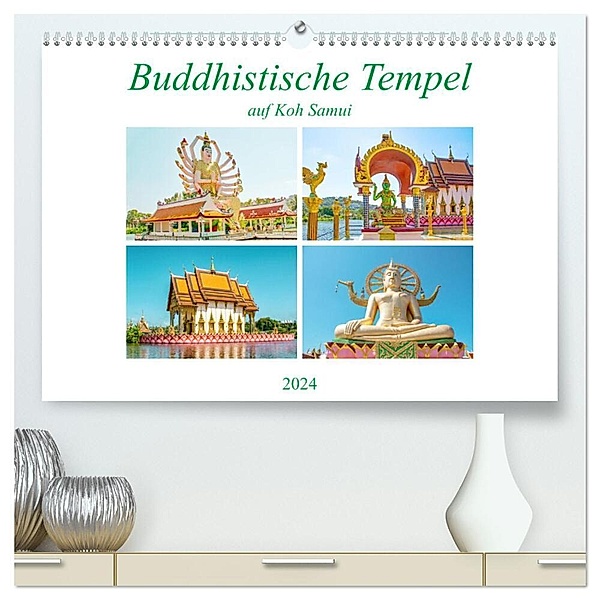 Buddhistische Tempel auf Koh Samui (hochwertiger Premium Wandkalender 2024 DIN A2 quer), Kunstdruck in Hochglanz, Nina Schwarze
