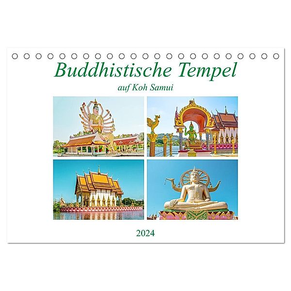 Buddhistische Tempel auf Koh Samui (Tischkalender 2024 DIN A5 quer), CALVENDO Monatskalender, Nina Schwarze
