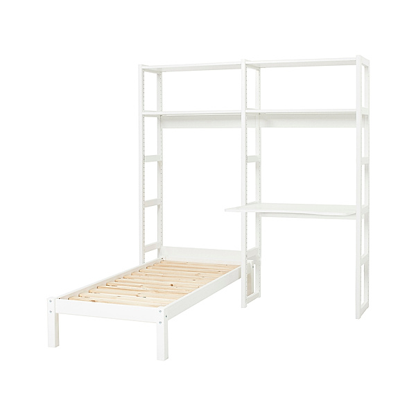hoppekids Bücherregal STOREY mit Bett 70 x 160 cm (Farbe: weiß)