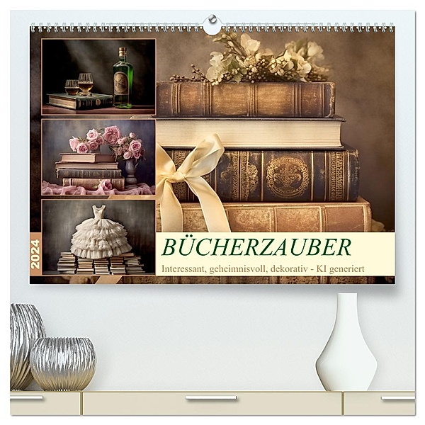 Bücherzauber (hochwertiger Premium Wandkalender 2024 DIN A2 quer), Kunstdruck in Hochglanz, Calvendo, Cathrin Illgen