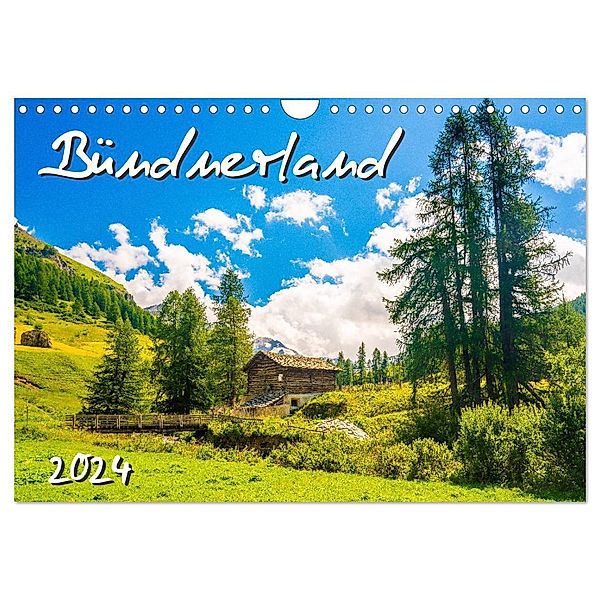 Bündnerland (Wandkalender 2024 DIN A4 quer), CALVENDO Monatskalender, Dr. Gerd-Uwe Neukamp