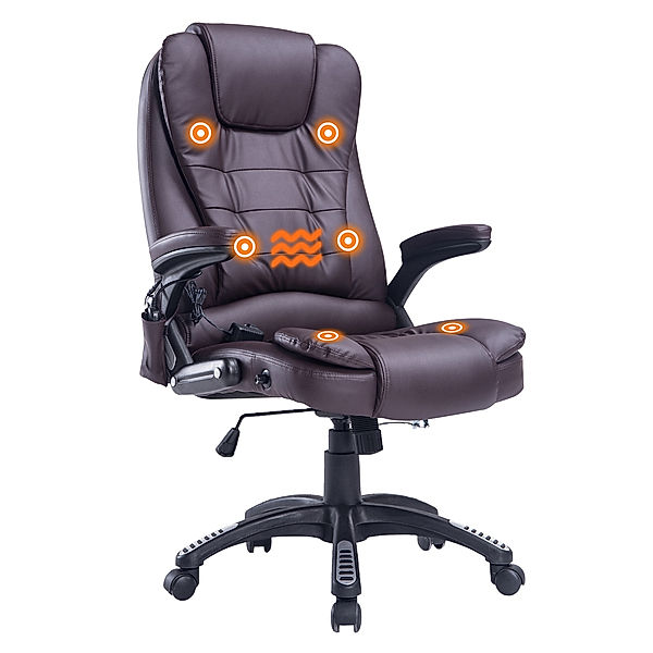 Bürosessel / Chefsessel mit Massage- und Wärmefunktion (Farbe: braun)