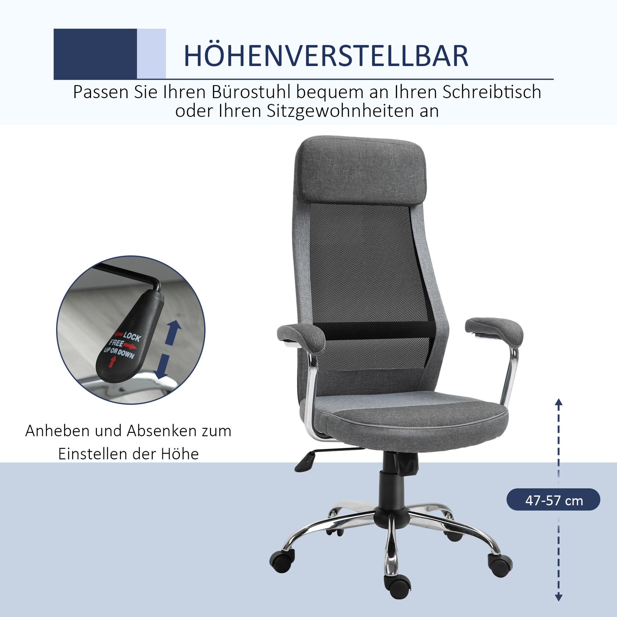 Bürostuhl ergonomisch und mit hoher Rückenlehne online kaufen - Orbisana