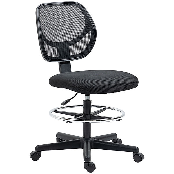 Bürostuhl ideal für Sitz und Stehplätze mit Fußstütze schwarz (Farbe: schwarz)