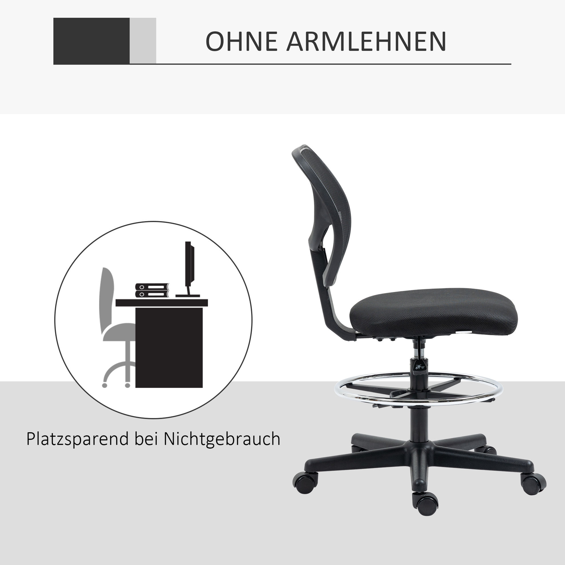 Bürostuhl ideal für Sitz und Stehplätze mit Fußstütze schwarz Farbe:  schwarz online kaufen - Orbisana