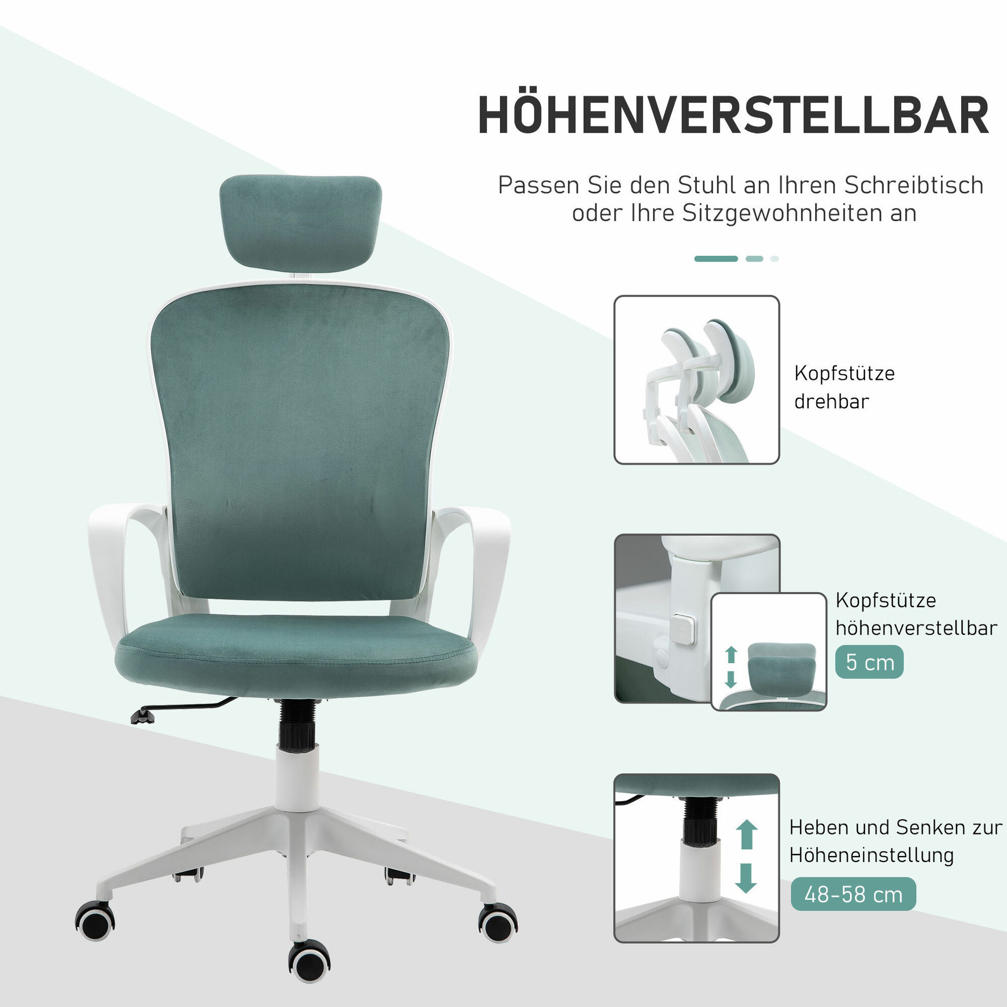 Bürostuhl mit Armlehne und Kopfstütze Farbe: grau | Weltbild.de