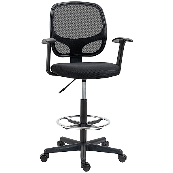 Bürostuhl mit Fußring schwarz (Farbe: schwarz)