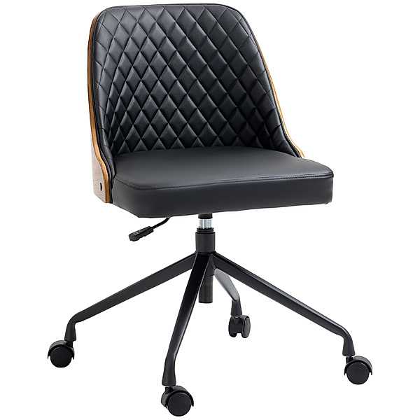 Bürostuhl mit Holzverkleidung Rückenlehne schwarz (Farbe: schwarz)