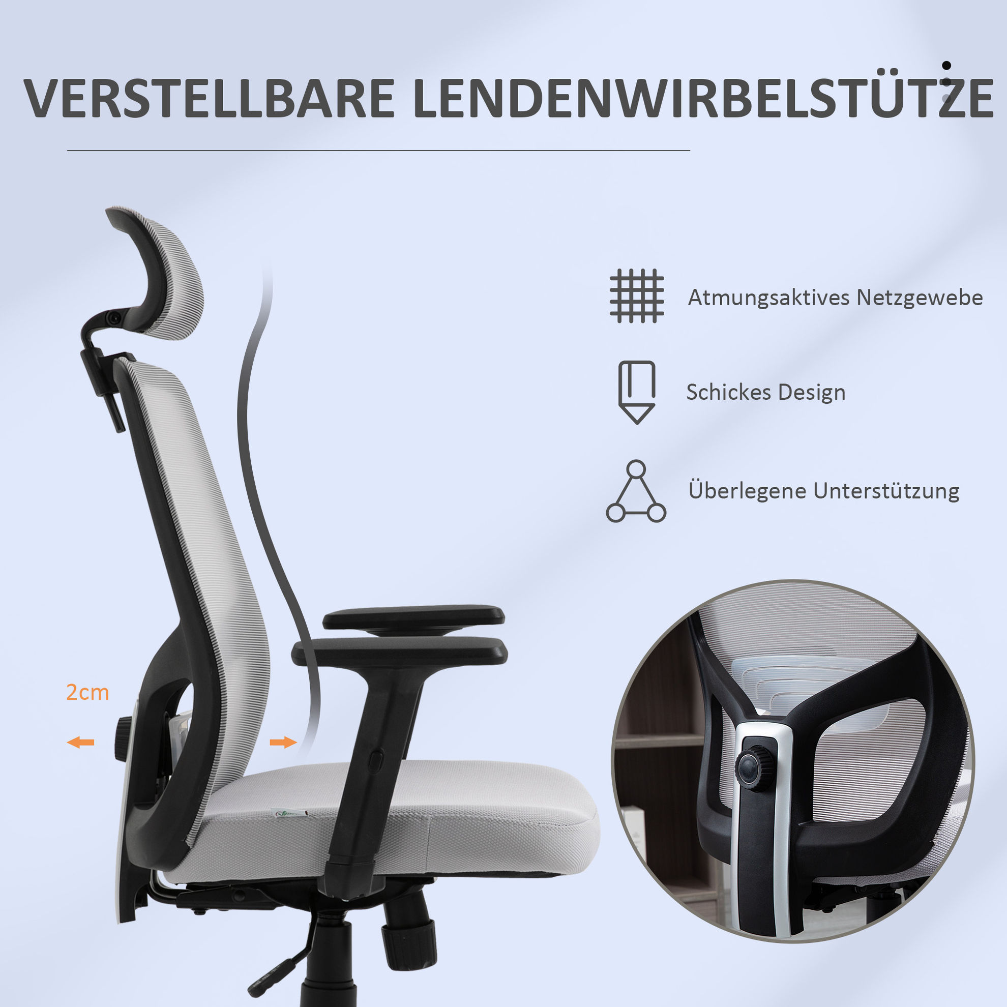 Bürostuhl mit Kopflehne und Lendenunterstützung | Weltbild.de