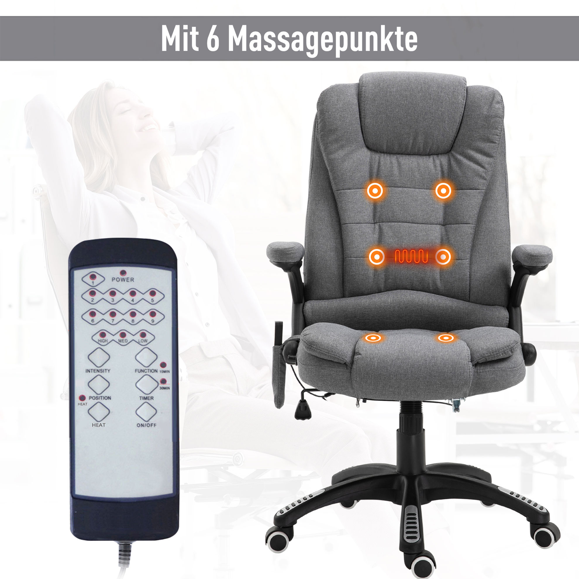Bürostuhl mit Massage- und Wärmefunktion Farbe: grau online kaufen -  Orbisana