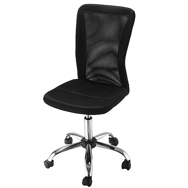 Bürostuhl mit Rollen und atmungsaktiver Netzstoff Rückenlehne schwarz (Farbe: schwarz)