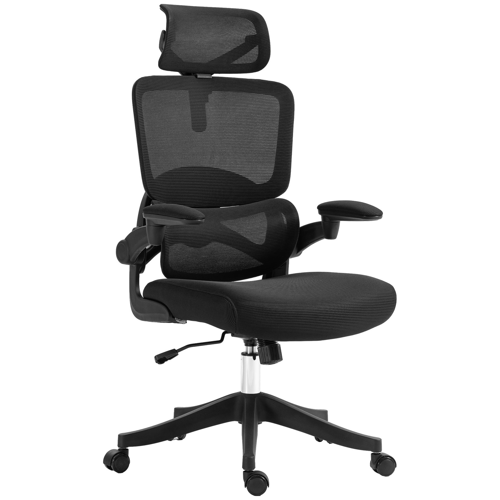 Kopfstütze Bürostuhl hochklappbaren Farbe: und verstellbarer mit Armlehnen schwarz schwarz