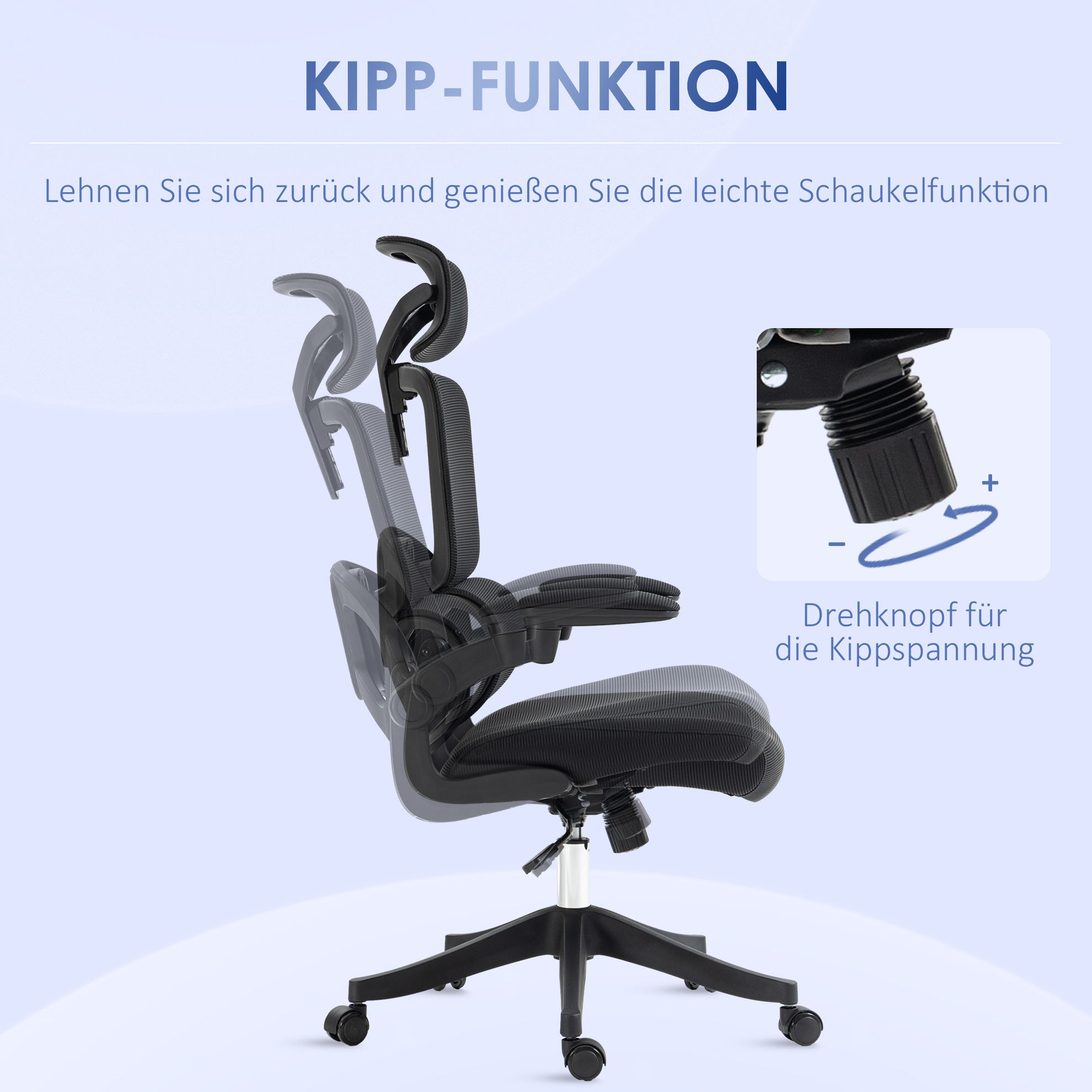 Bürostuhl mit verstellbarer Kopfstütze und hochklappbaren Armlehnen schwarz  Farbe: schwarz | Weltbild.de