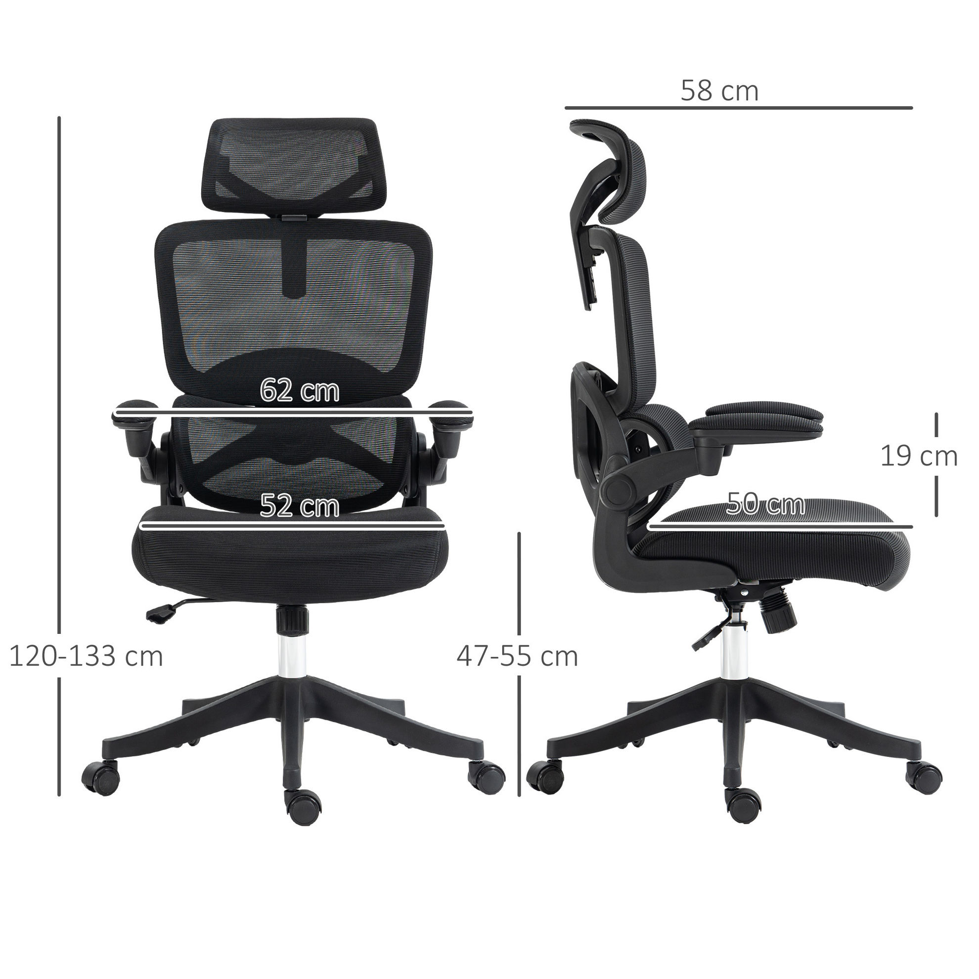 Bürostuhl mit verstellbarer Kopfstütze und hochklappbaren Armlehnen schwarz  Farbe: schwarz | Weltbild.de