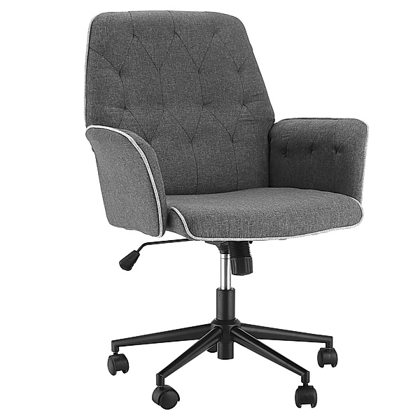 Bürostuhl mit Wippfunktion, aus Webstoff und Polyester, gemütlich (Farbe: dunkelgrau)