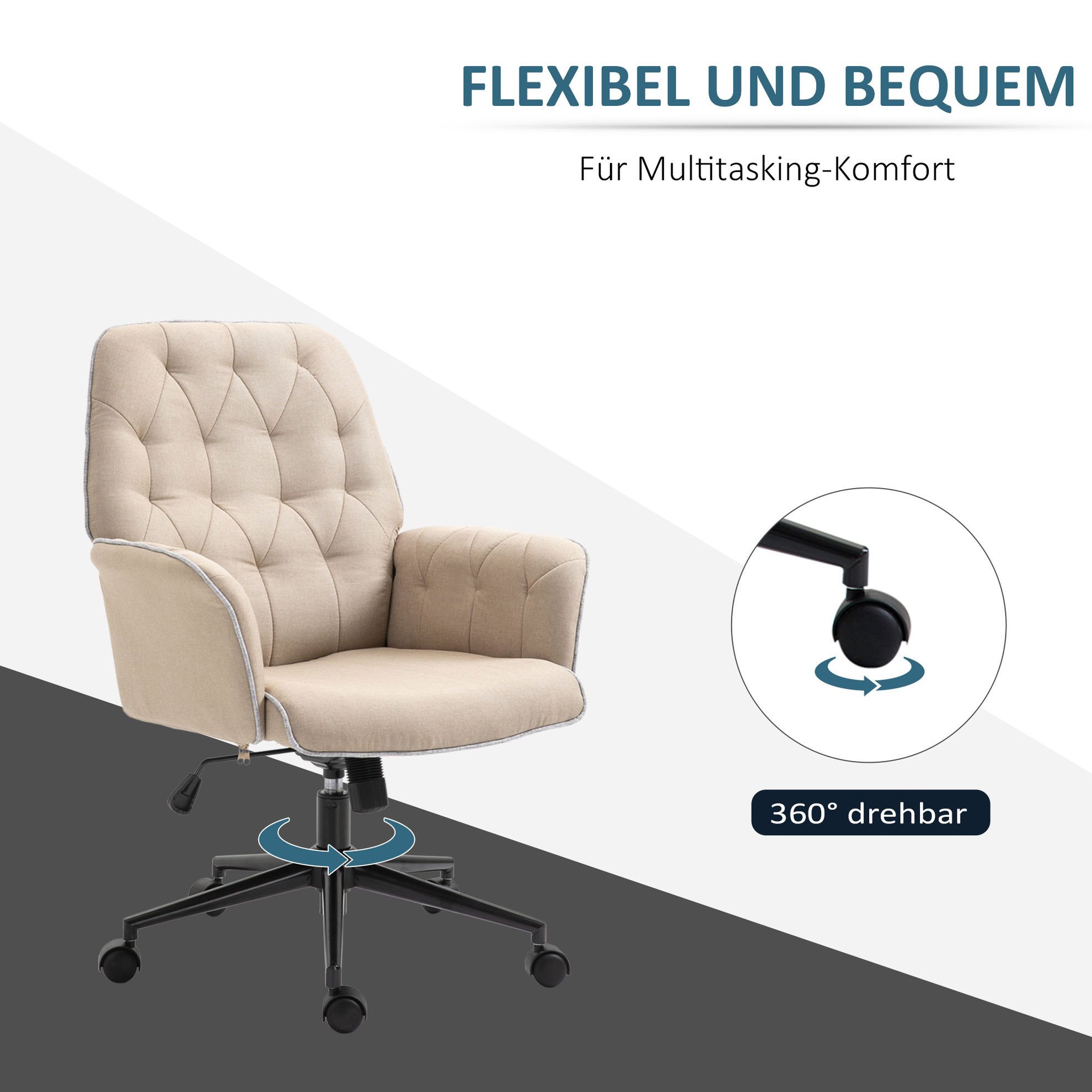 Bürostuhl mit Wippfunktion, aus Webstoff und Polyester, gemütlich Farbe:  beige online kaufen - Orbisana