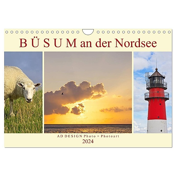 Büsum an der Nordsee (Wandkalender 2024 DIN A4 quer), CALVENDO Monatskalender, AD DESIGN Photo + PhotoArt, Angela Dölling