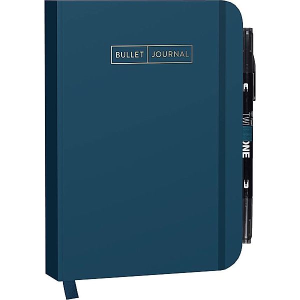 Bullet Journal Deep Blue 05 mit original Tombow TwinTone Dual-Tip Marker 33 black