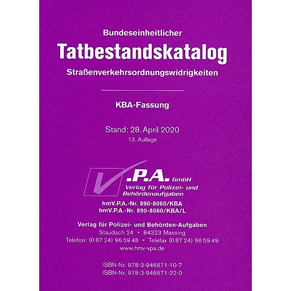 Bundeseinheitlicher Tatbestandskatalog KBA-Langfassung