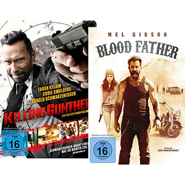 Bundle: Killing Gunther / Blood Father, Arnold Schwarzenegger, Mel Gibson, Erin Moriarty