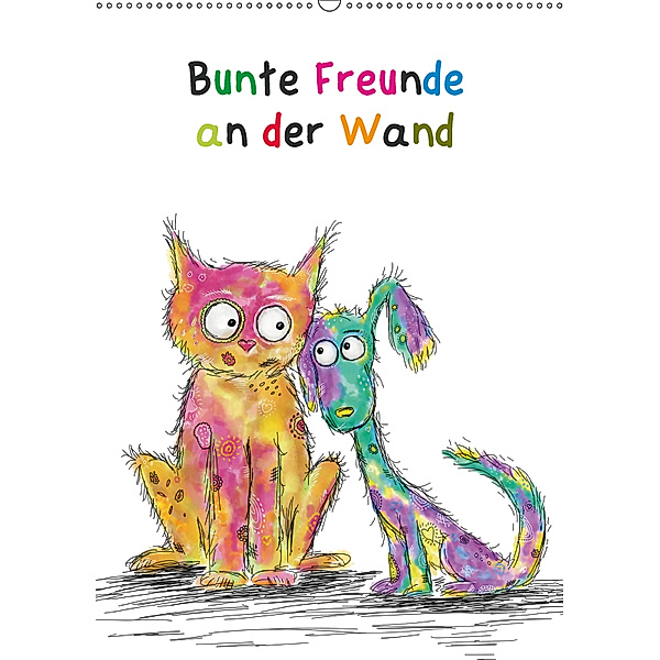 Bunte Freunde an der Wand (Wandkalender 2019 DIN A2 hoch), Heike Langenkamp