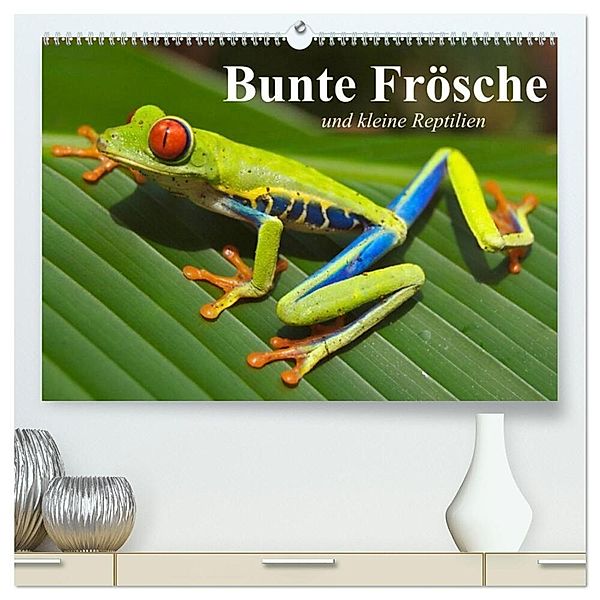 Bunte Frösche und kleine Reptilien (hochwertiger Premium Wandkalender 2024 DIN A2 quer), Kunstdruck in Hochglanz, Elisabeth Stanzer