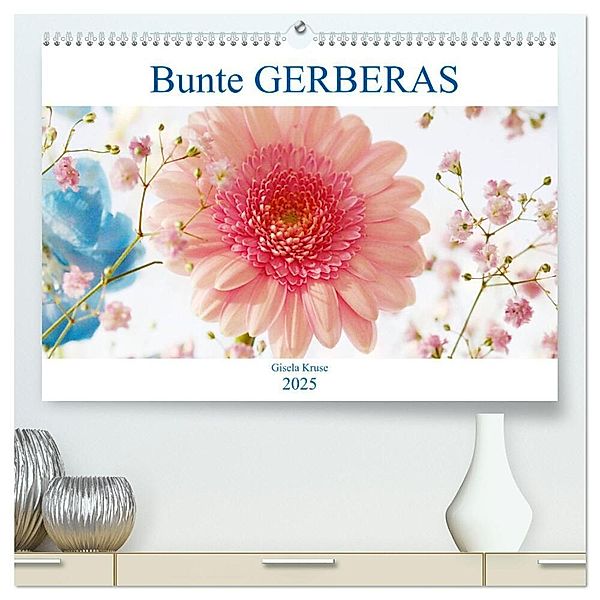 Bunte Gerberas (hochwertiger Premium Wandkalender 2025 DIN A2 quer), Kunstdruck in Hochglanz, Calvendo, Gisela Kruse