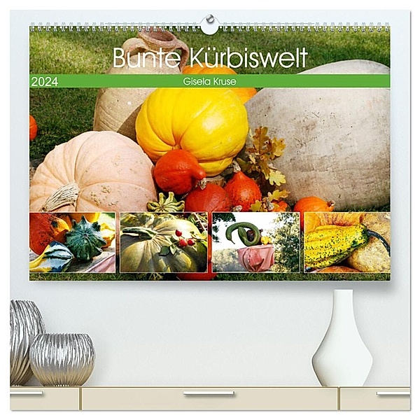 Bunte Kürbiswelt (hochwertiger Premium Wandkalender 2024 DIN A2 quer), Kunstdruck in Hochglanz, Gisela Kruse