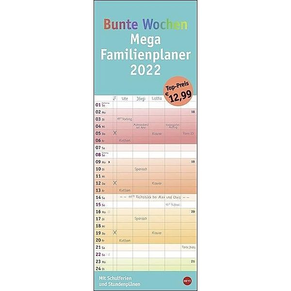 Bunte Wochen Mega Familienplaner 2022