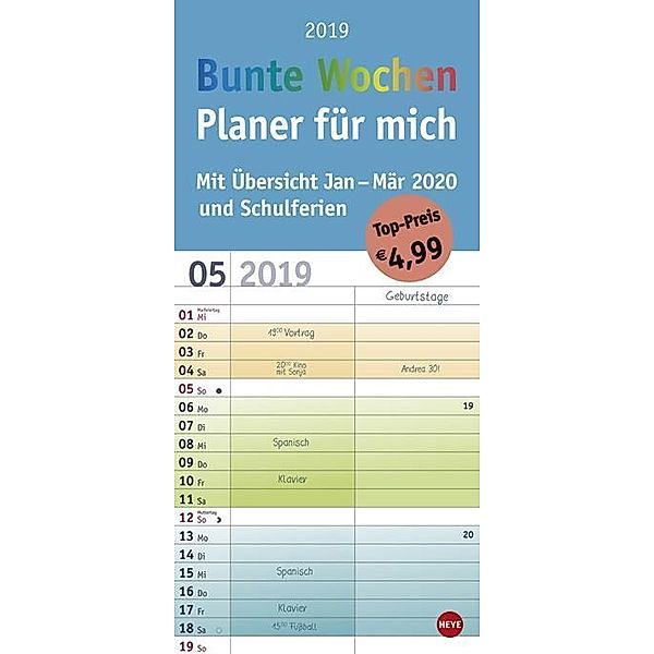 Bunte Wochen Planer für mich 2019