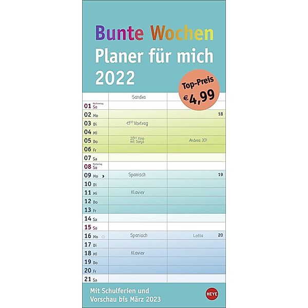 Bunte Wochen Planer für mich 2022