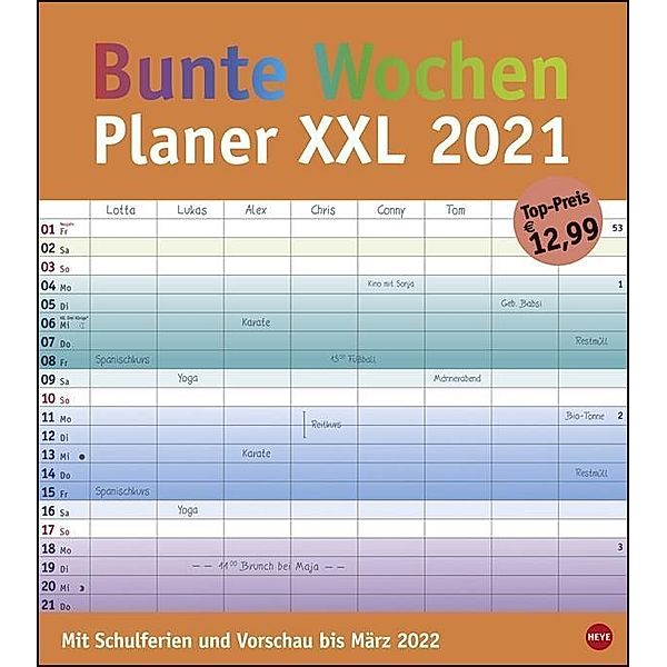 Bunte Wochen Planer XXL 2021