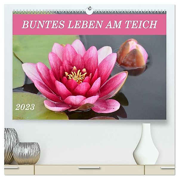 Buntes Leben am Teich (hochwertiger Premium Wandkalender 2024 DIN A2 quer), Kunstdruck in Hochglanz, Ingrid Franz