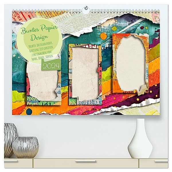 Buntes Papier Design (hochwertiger Premium Wandkalender 2024 DIN A2 quer), Kunstdruck in Hochglanz, Calvendo, Marlise Gaudig