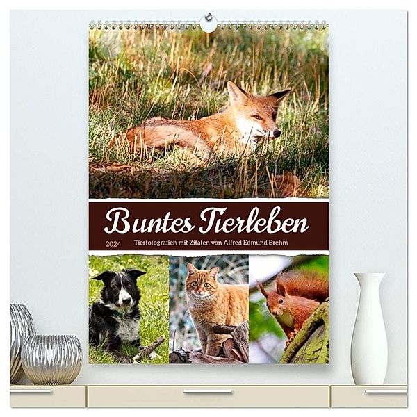 Buntes Tierleben (hochwertiger Premium Wandkalender 2024 DIN A2 hoch), Kunstdruck in Hochglanz, Sabine Löwer
