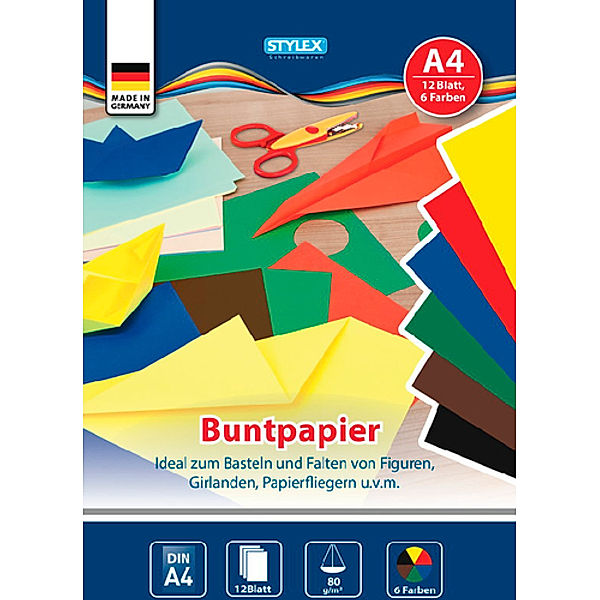 Stylex Buntpapierheft A4 12 Blatt