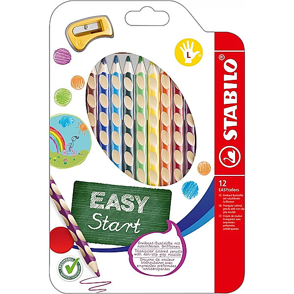 STABILO® Buntstift STABILO® EASYcolors für Linkshänder 12er-Pack mit Spitzer