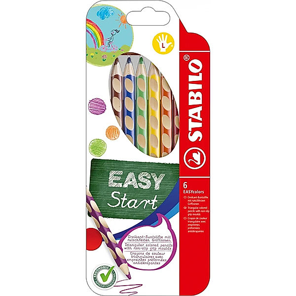 STABILO® Buntstift STABILO® EASYcolors für Linkshänder 6er-Pack mit Spitzer