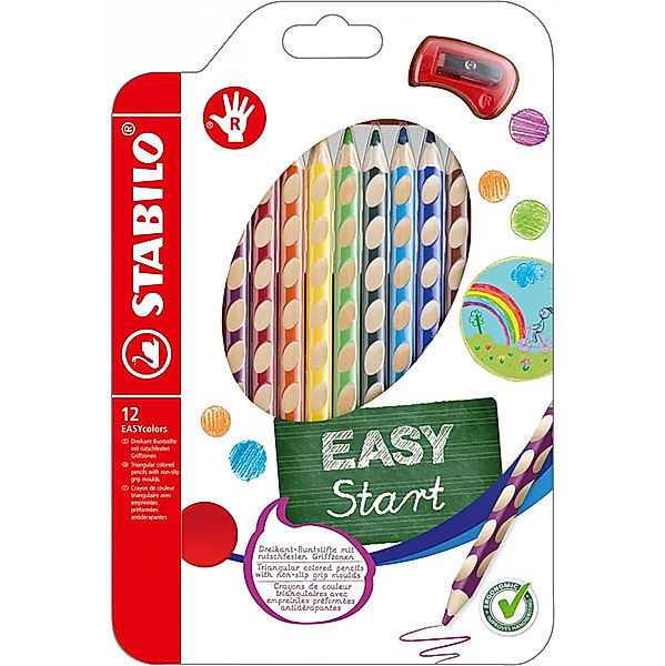 STABILO® Buntstift STABILO® EASYcolors für Rechtshänder 12er-Pack mit Spitzer
