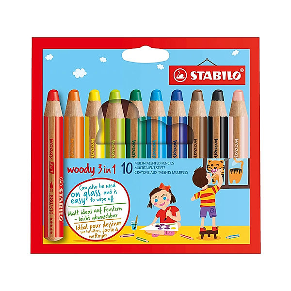 STABILO® Buntstift STABILO® woody 3in1 10er-Set